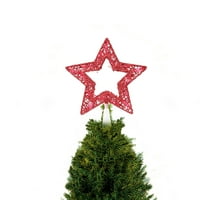 Vrijeme praznika Božić 9 ul svjetlucavi konac crvena zvijezda Tree Topper sa crvenim sijalicama