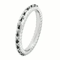 Sterling srebrni izrazi za slaganje Crno-bijeli dijamantni prsten - Veličina prstena Opcije: 9
