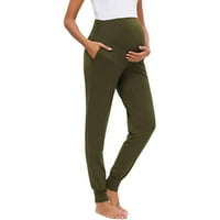 Smanjite žensku vježbu Ryrsj Žene preko trbušnih trudnoći joga hlače sa džepovima meke activewear radne pantalone