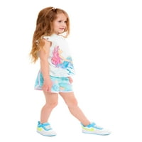 Mala sirena djevojčica Ariel Cosplay grafička kapuljača i komplet šorc, 2 komada, veličine 2T-5T