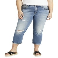 Silver Jeans Co. Ženska Plus Veličina Suki srednji rast Kapri veličine struka 12-24