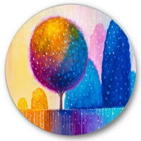 Designart 'Ornamental Colourful Trees X' Modern Circle Metal Wall Art-disk of 23