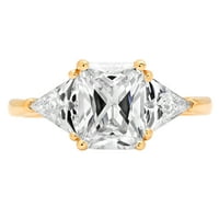 2.82ct Sjajni smaragdni rez prozirni simulirani dijamant 18k žuto zlato Trobotan prsten SZ 3.5