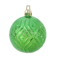 Holiday Time Multi-teksturirani Božić Shatterproof ukrasi, zeleni, računati