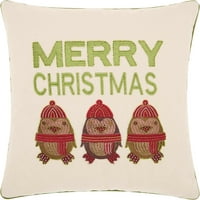 Nourison Božićni veseli sovi Prirodni jastuk za bacanje