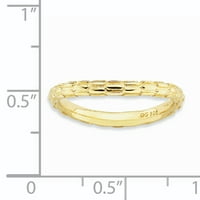 Sterling srebrni polirani zlatni talasni prsten