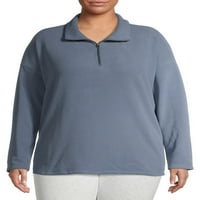 Como Blu ženski Plus Size Fleece četvrtina-zip udoban pulover