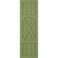 Ekena Millwork 12 W 39 H True Fit PVC centar X-Board Farmhouse fiksni rolete, mahovina zelena