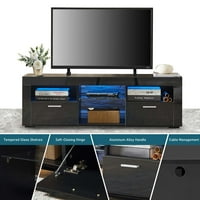 Aukfa Moderan LED TV stalak za TV, TV ormarić visokog sjaja za dnevni boravak-Crni