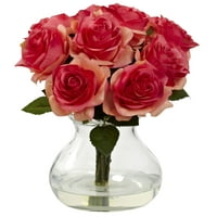 Gotovo prirodni aranžman ruže umjetno cvijeće sa vazom, ružičasto