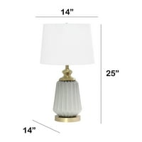 25 Klasična fluirana keramička i metalna stolna svjetiljka s bijelom tkaninom za sjenu za noćnu stolu foyera