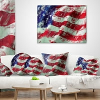 Designart američka zastava apstraktna umjetnost - jastuk za bacanje karte i zastave-16x16