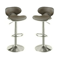 Modišna stolica Benjara sa plinskom dizanjem smeđe i srebrni set od 2 boje: espresso smeđa i srebrna
