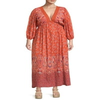 Romantična Ciganska ženska Maxi haljina sa krošnjama Plus Size sa dugim rukavima