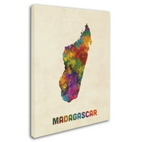 TRADEMARKNA PRETSNA ART 'MADAGASCAR akvarel Mapa' Canvas Art Michael Thpsett