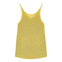 Dame Modni solid u boji Svilena svila Halter Top Beach Smock bikini Tenk Top Yellow S