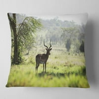 Designart samica antilope u Green parku - afrički pejzažni štampani jastuk za bacanje - 18x18