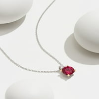 Forever Facets Lab Grown Diamond I Created Ruby ogrlica od srebra, odrasla žena