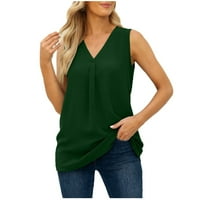 Dame Solid Color Modni bez rukava Casual Tenk Trup Ležerna majica za žene, Army Green, XXL
