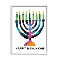 Stupell Industries Happy Hanukkah Holiday Menorah Sažetak Uzorak Zimski odmor, 30, Dizajn Linda Woods