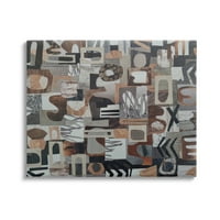 Stupell Savremeni zemljani tonovi Oblici sažetak Collage Sažetak slika Galerija zamotana platna Print Wall