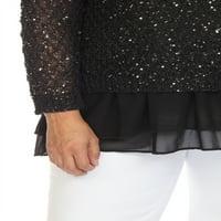 Jednostavno Couture ženski Plus Size čipkasti mješoviti medijski sloj tunike džemper