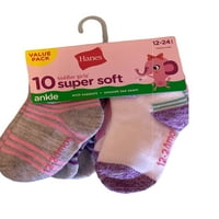 Hanes beba djevojačke djevojke super meke čarape za gležanj, 10 pakovanja