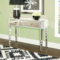 Deville 2-ladica konzola stol, ogledalo površine i Luxe srebro Drvo