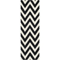 Cambridge Kaitlyn Zig Zag Stripes Propise od vune, crna Ivory, 2'6 6 '
