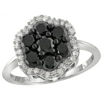 JewelersClub srebra karat crno-bijeli dijamantski klaster prsten za žene