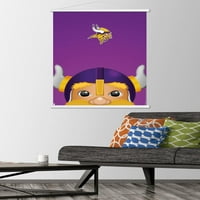 Minnesota Vikings-S. Preston Mascot Victor zidni Poster sa drvenim magnetnim okvirom, 22.375 34