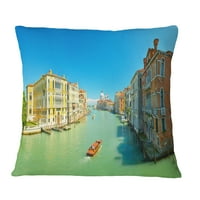 Designart Green Grand Canal Venecija - pejzažni štampani jastuk za bacanje - 18x18
