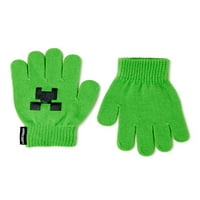 MINECRAFT Boys 'Solie Creeper Creeper manžetne rukavice i pletene rukavice, dvodijelni set