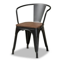 Baxton Studio Ryland trpezarijska stolica, Set od 4, crne i orah smeđe