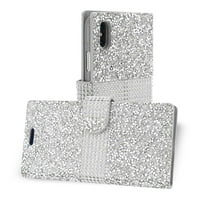 Iphone X iphone Xs Diamond Rhinestone novčanik slučaj u srebrnoj za upotrebu sa Apple Iphone 2-pack