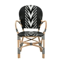 Bali & pari Wallis moderna Francuska dvobojna crno-bijela tkačka i unutrašnja trpezarijska stolica od prirodnog