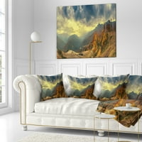 Designart kavkaske planine žuta Panorama - pejzažni štampani jastuk za bacanje - 16x16