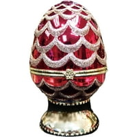 Holiday Time Božić Decor LED Pinecone zglobno jaje sa anđelom, crveno