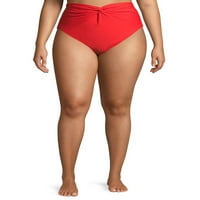 Time and Tru ženska Plus Veličina Red Twist prednja čvrsta visokotlačna dna kupaćih kostima
