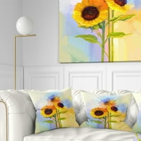 Designart Žuti Suncokreti sa zelenim listovima - cvjetni jastuk-18x18
