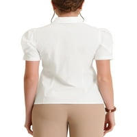 Jedinstveni povoljni ženski puf rukav odbaci košulju za radnu kancelariju sa kragnom