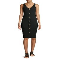 No Bounties Junior's Rib Button Front Dress