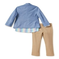 Wonder Nation komplet odijela za dječake sa sakoom od Chambray, košuljom i rastezljivim pantalonama od Kepera,