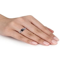 1- Carat T.W. Crni dijamantski dijamantski dijamant i okrugli rezni bijeli zvona zvona od 14kt bijelog zlatnog