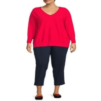 Terra & Sky ženski Plus Size džemper s V izrezom s Dolman rukavima, lagan