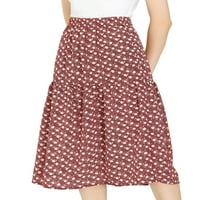 Unique Bargains ženske Vintage a-Line elastične tačke struka cvetne Midi suknje
