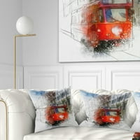 Designart Crvena kolica akvarelna skica - jastuk za bacanje gradskog pejzaža-16x16