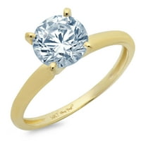 CT sjajan okrugli rez prozirni simulirani dijamant 18k žuti zlatni pasijans prsten sz 8.5
