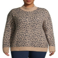 Terra & Sky ženski džemper od pulovera sa životinjskim printom Mockneck Plus Size