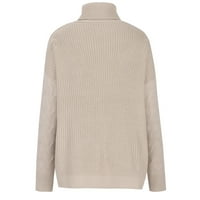 Ženski džemper od turtleneck-a Čvrsta boja dugih rukava Basični pulover TOP Ležerne prilike Knit Jumper Bež